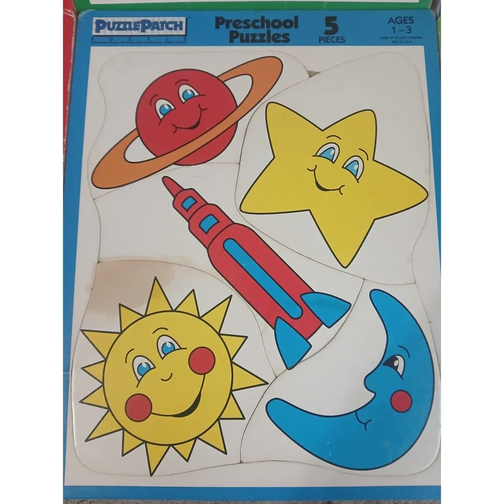 Vtg PuzzlePatch Preschool Puzzles Set of 6 Ages 1-3 Cardboard 1992 Made in‎ USA